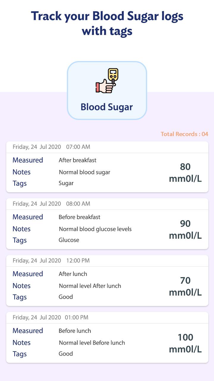 اسکرین شات 4 برنامه Glucose: Blood Sugar Logs