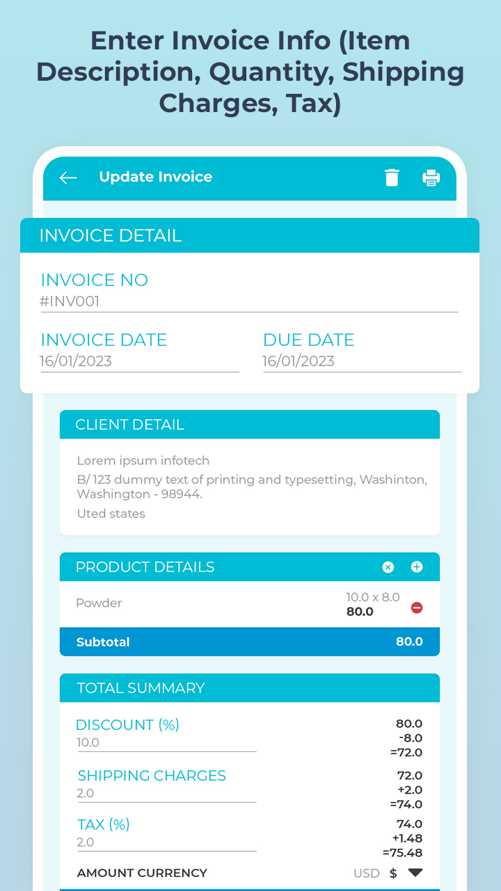 اسکرین شات 4 برنامه Easy Invoice - Estimate Maker
