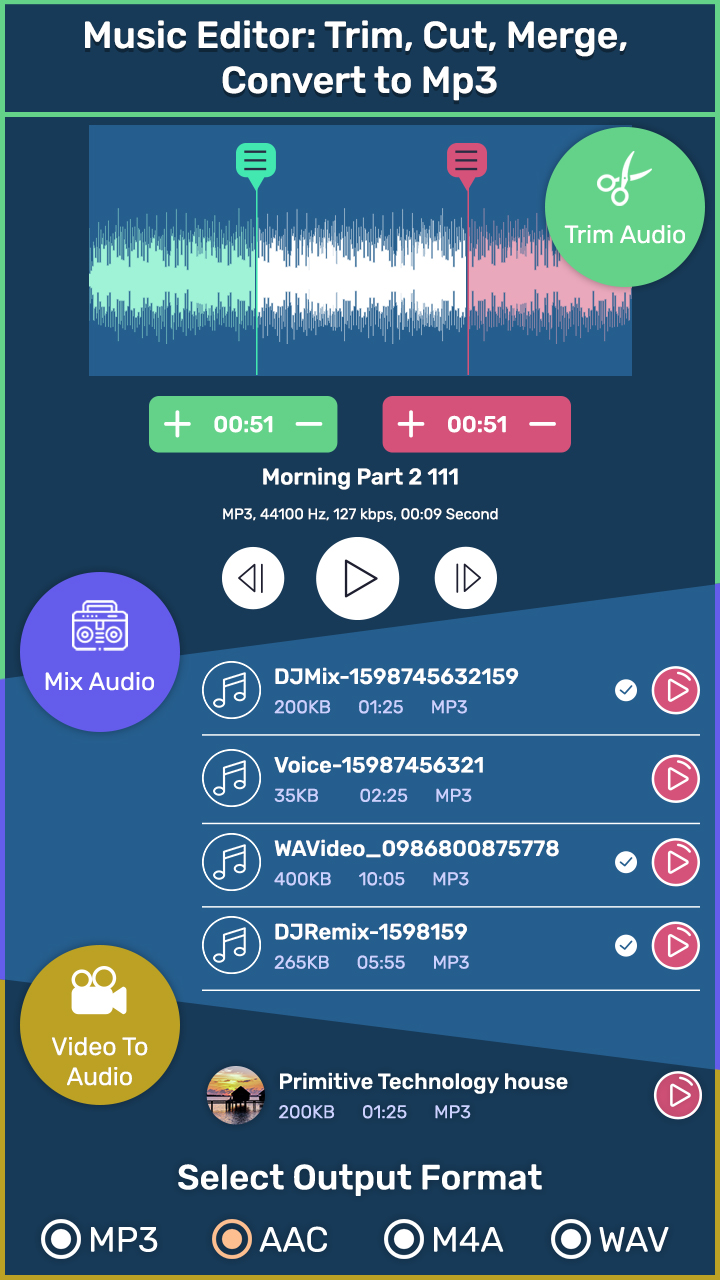 اسکرین شات 1 برنامه Music Editor: Trim, Cut, Merge