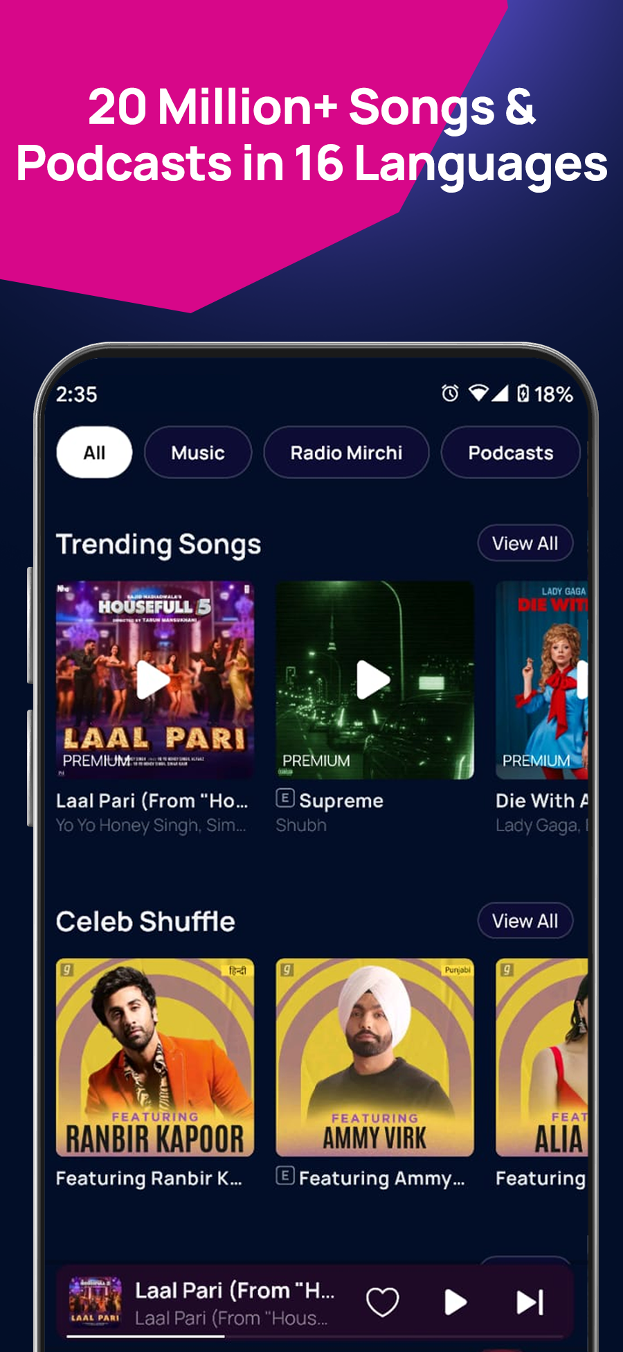 اسکرین شات 6 برنامه Gaana: MP3 Songs, Music App