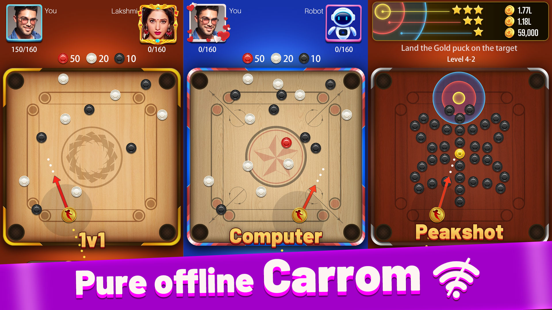 اسکرین شات 2 بازی Carrom Lite-Board Offline Game
