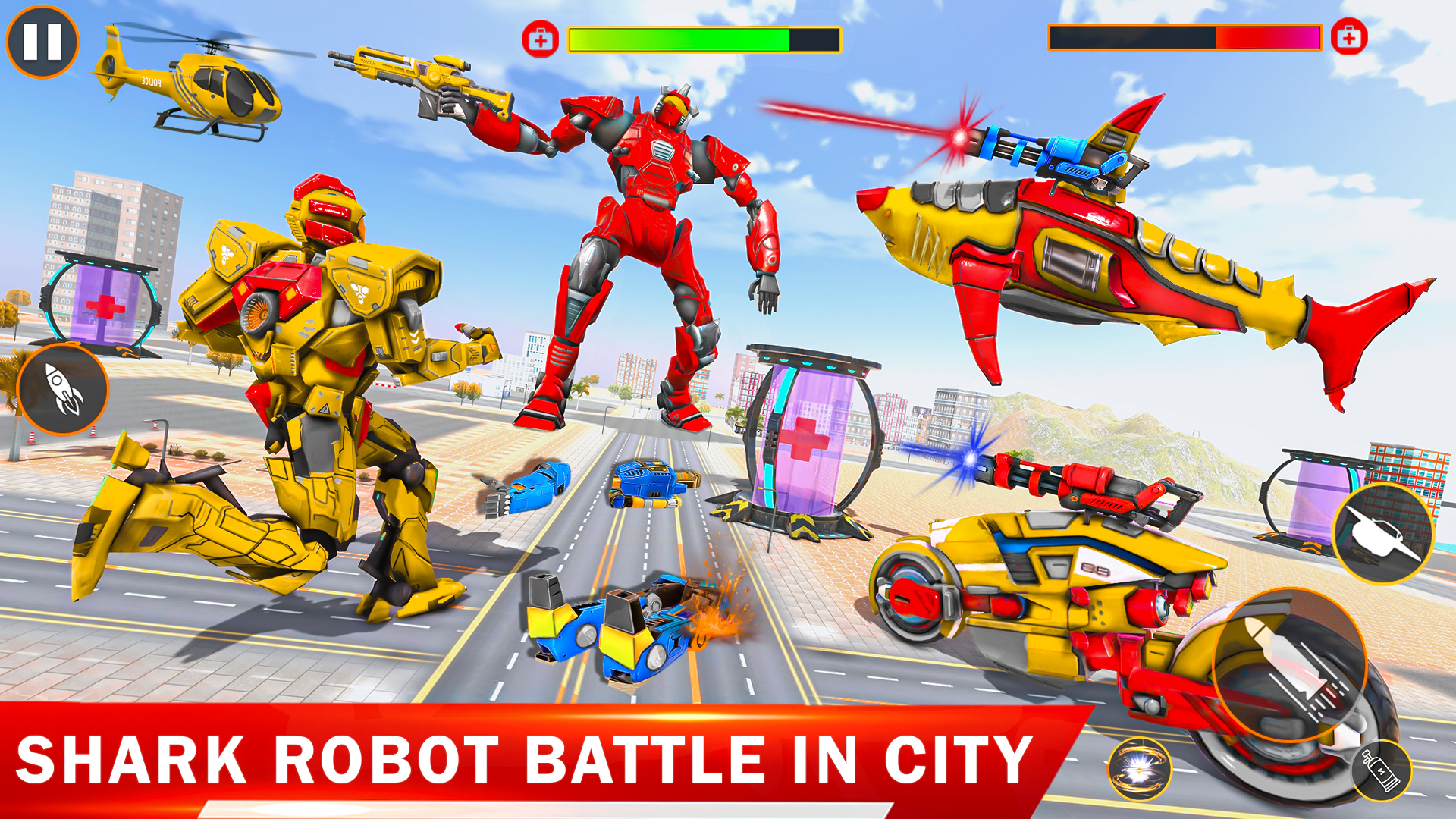 اسکرین شات 1 برنامه Shark Simulator Robot Games 3D