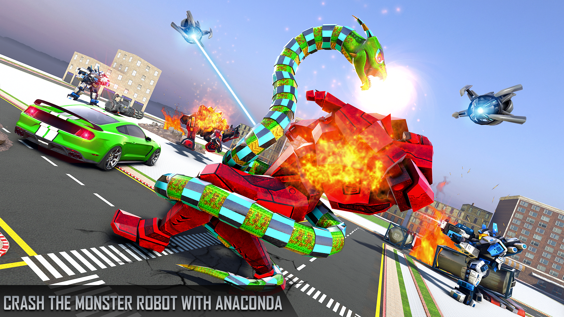 اسکرین شات 4 برنامه Anaconda Robot Car Robot Game