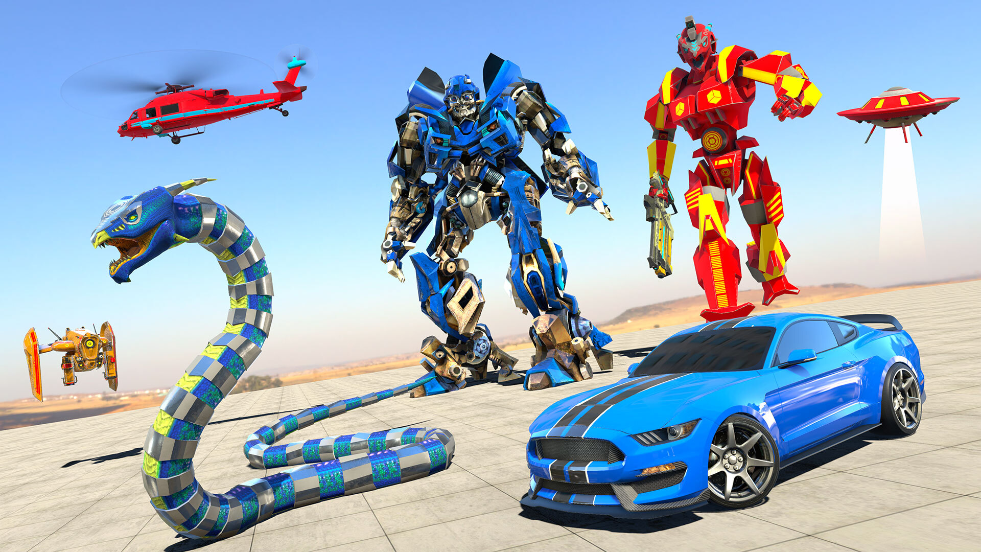 اسکرین شات 3 برنامه Anaconda Robot Car Robot Game