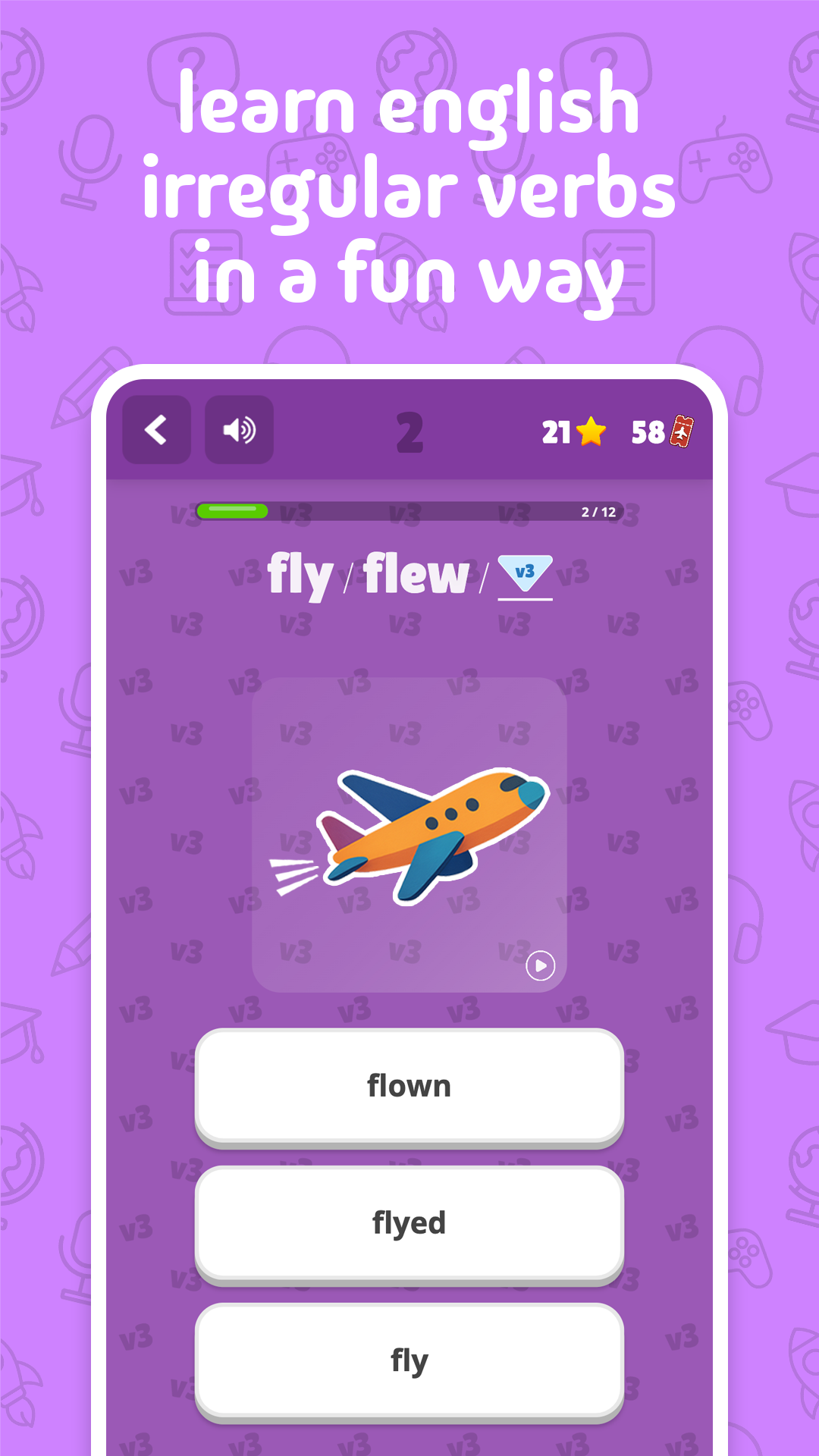 اسکرین شات 1 برنامه English Irregular Verbs