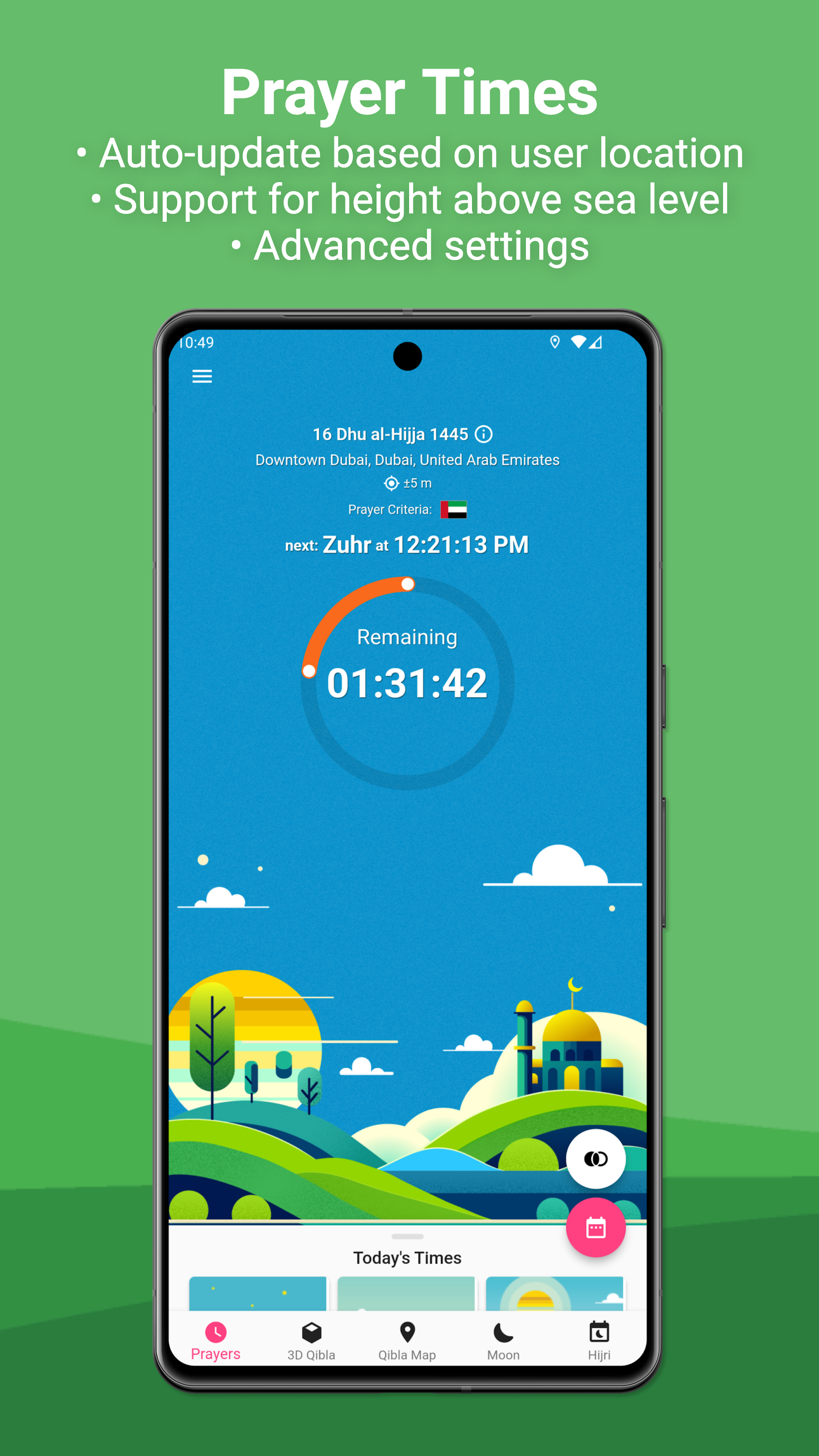 اسکرین شات 2 برنامه Miqat: Prayer Times, Qibla