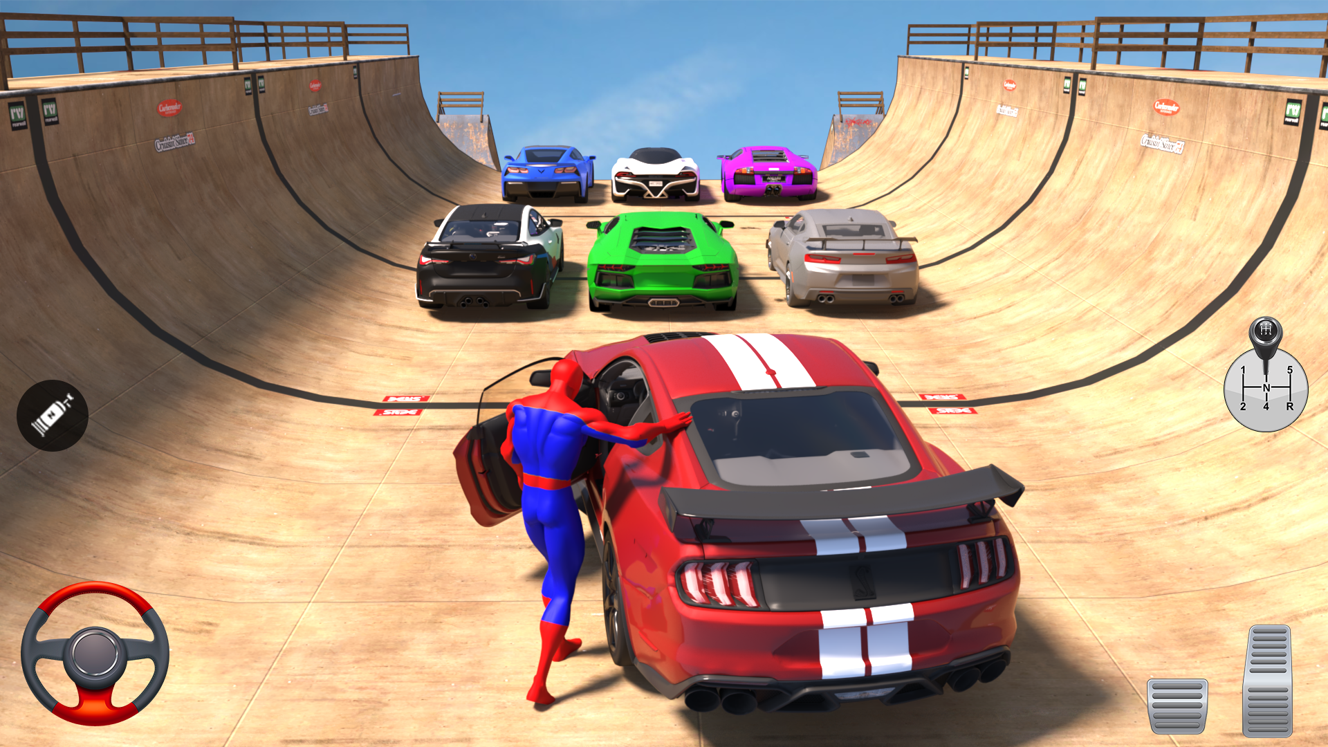 اسکرین شات 2 برنامه Superhero Car: Mega Ramp Games