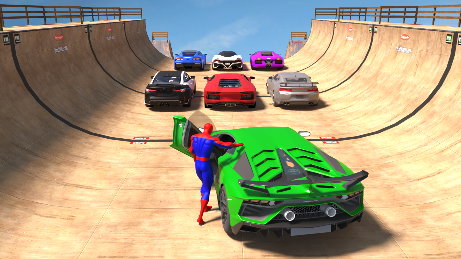 اسکرین شات 6 برنامه Superhero Car: Mega Ramp Games
