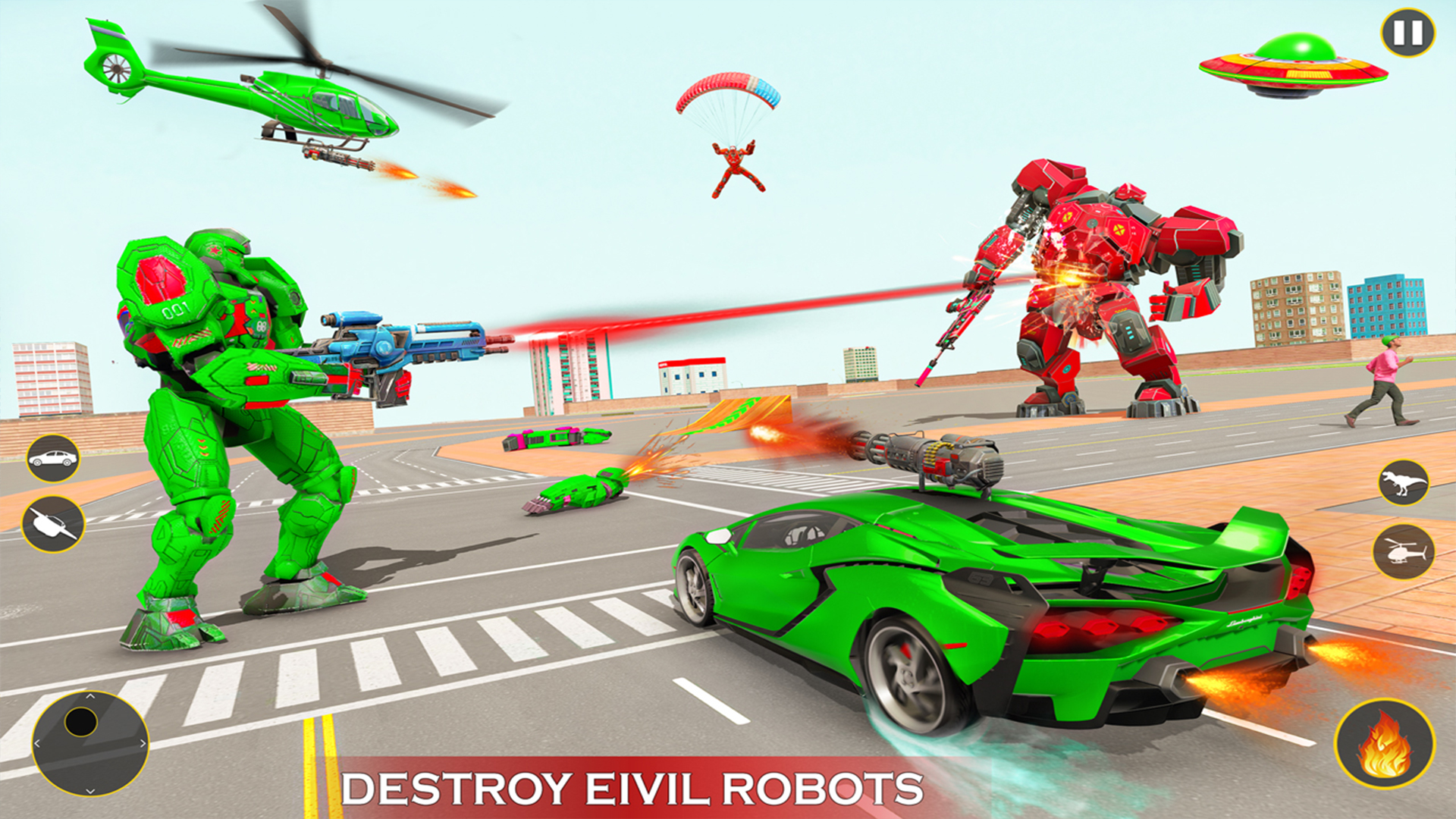 اسکرین شات 7 برنامه Helicopter Robot Car Game 3d