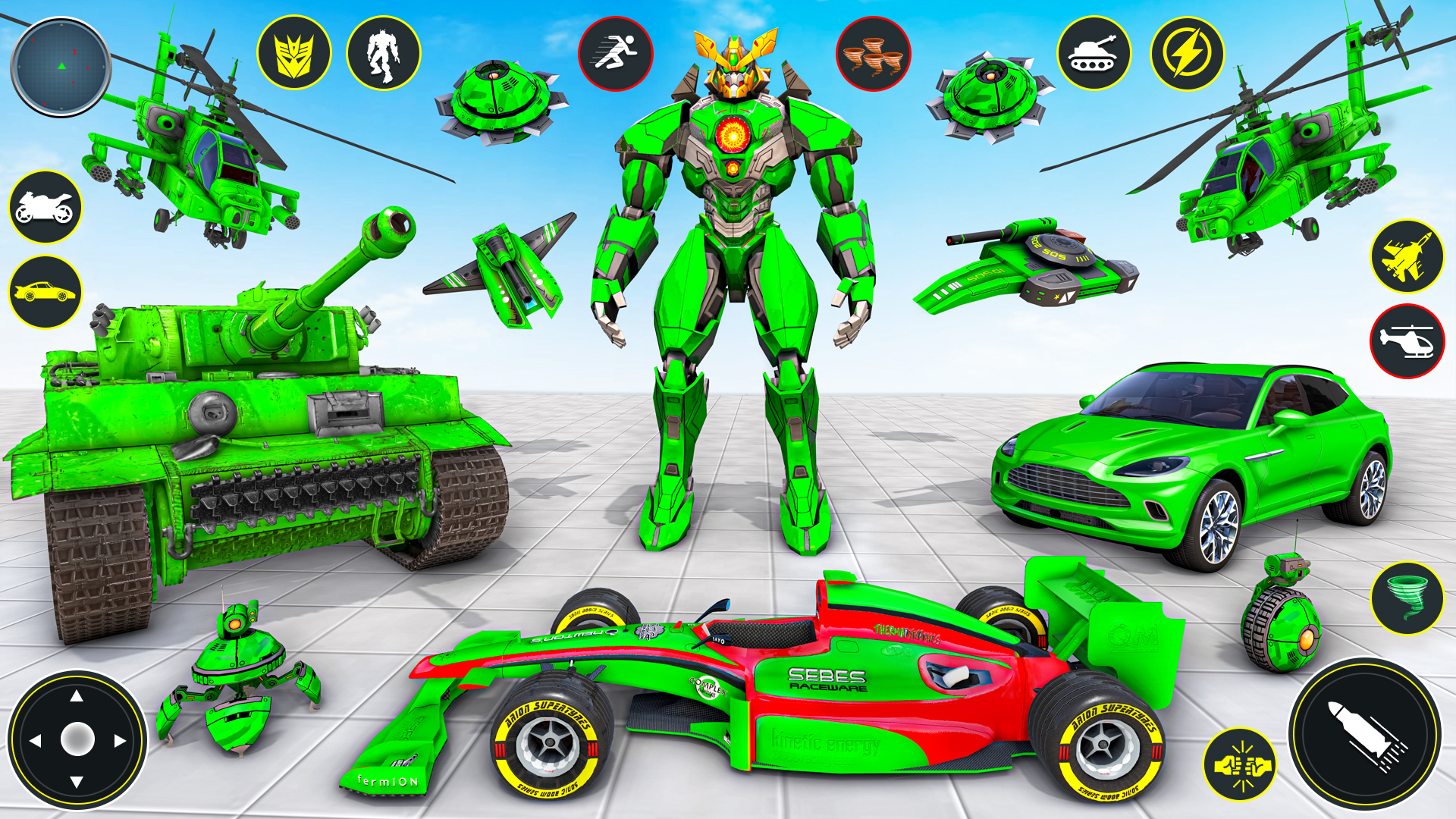 اسکرین شات 2 برنامه Helicopter Robot Car Game 3d