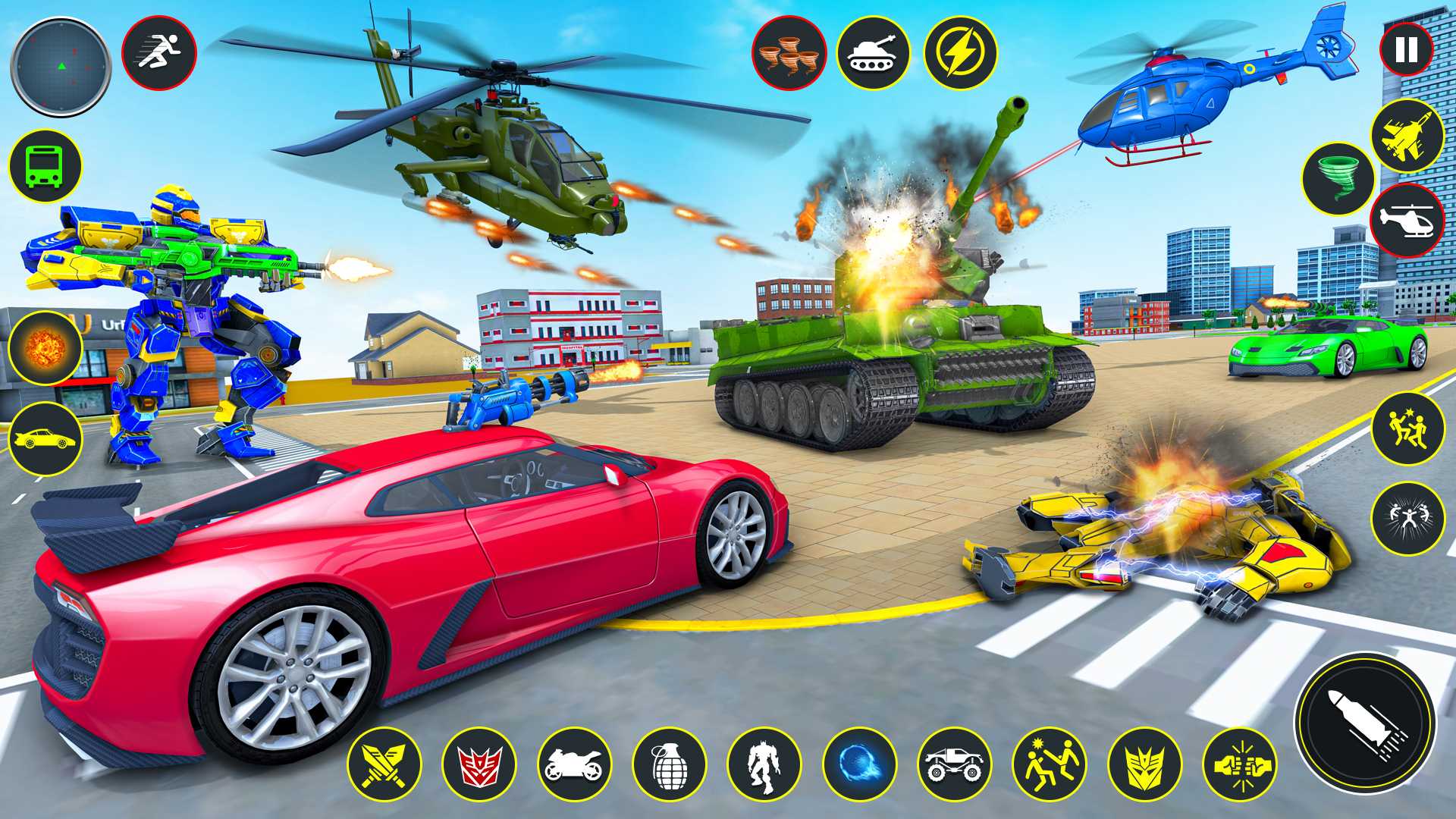 اسکرین شات 3 برنامه Helicopter Robot Car Game 3d