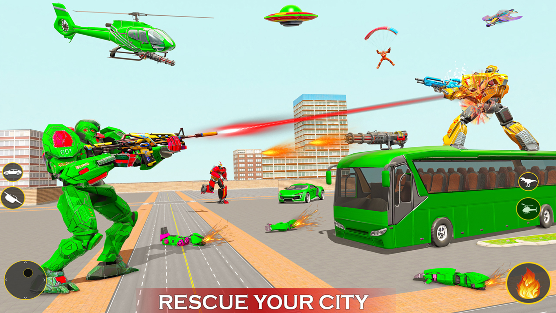 اسکرین شات 5 برنامه Helicopter Robot Car Game 3d