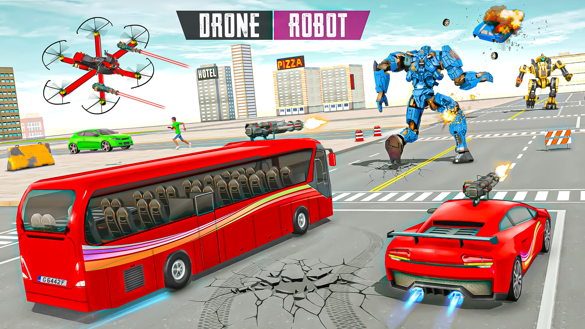 اسکرین شات 2 برنامه Bus Robot Car Drone Robot Game