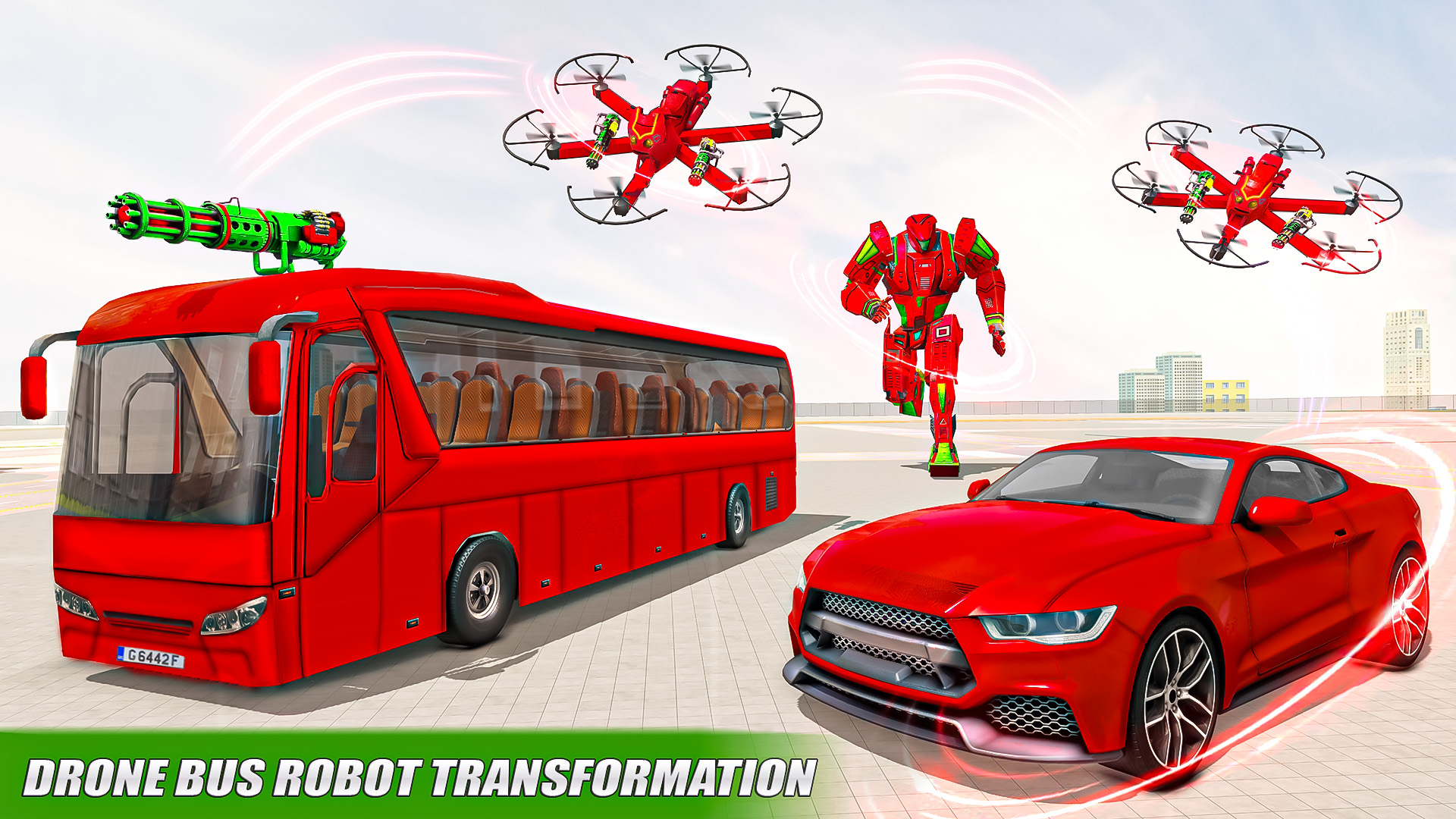 اسکرین شات 3 برنامه Bus Robot Car Drone Robot Game
