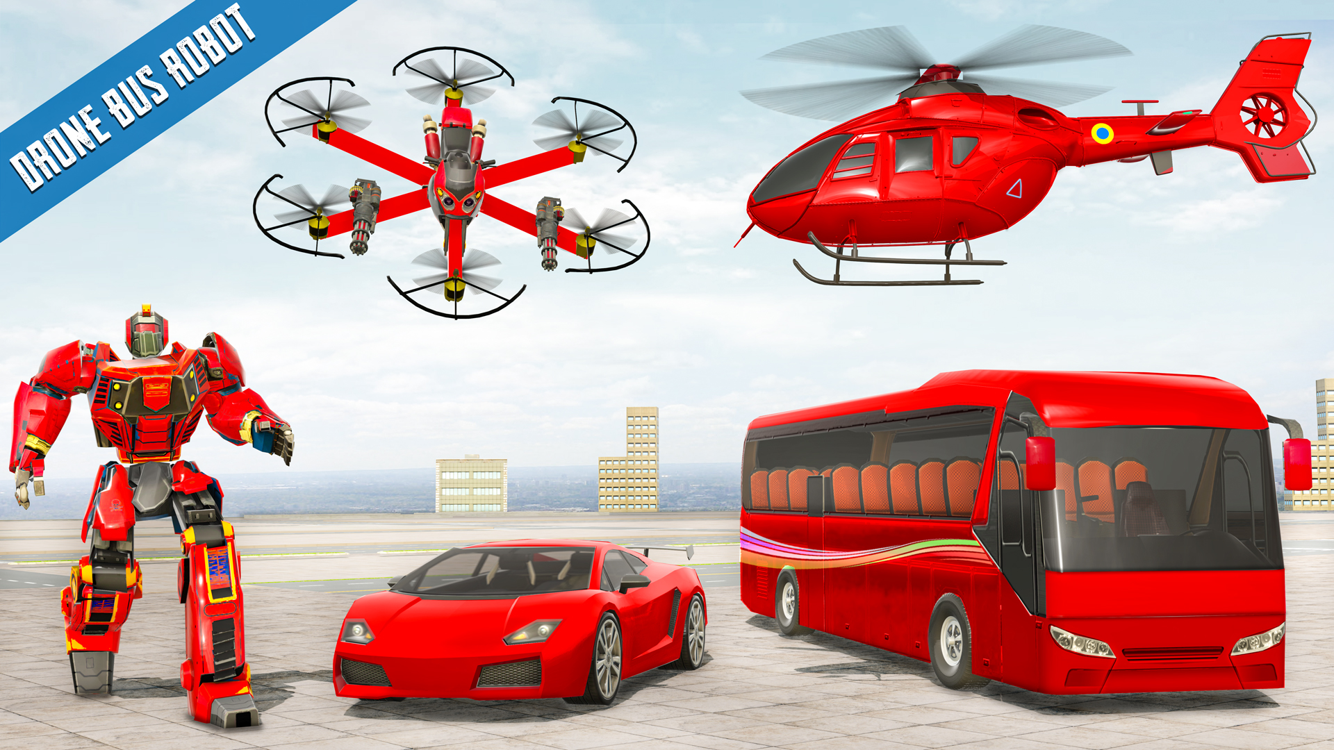 اسکرین شات 4 برنامه Bus Robot Car Drone Robot Game