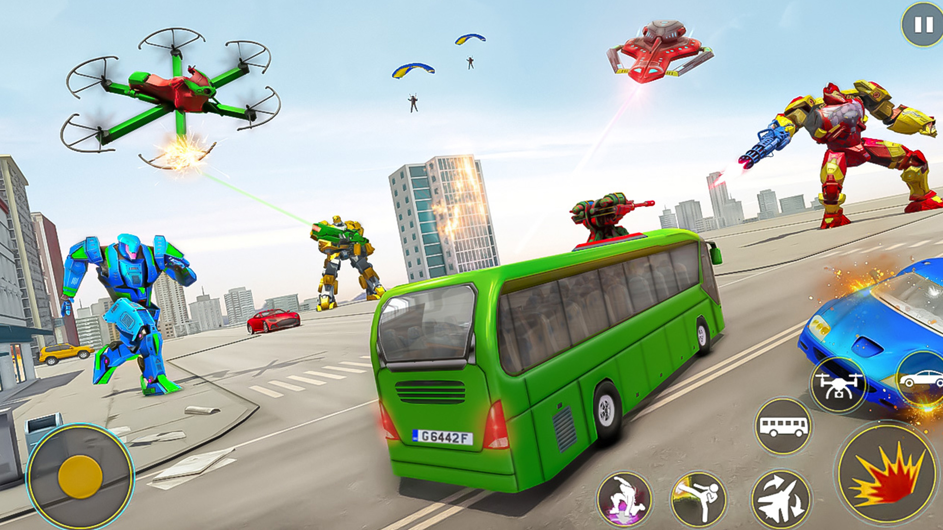 اسکرین شات 5 برنامه Bus Robot Car Drone Robot Game