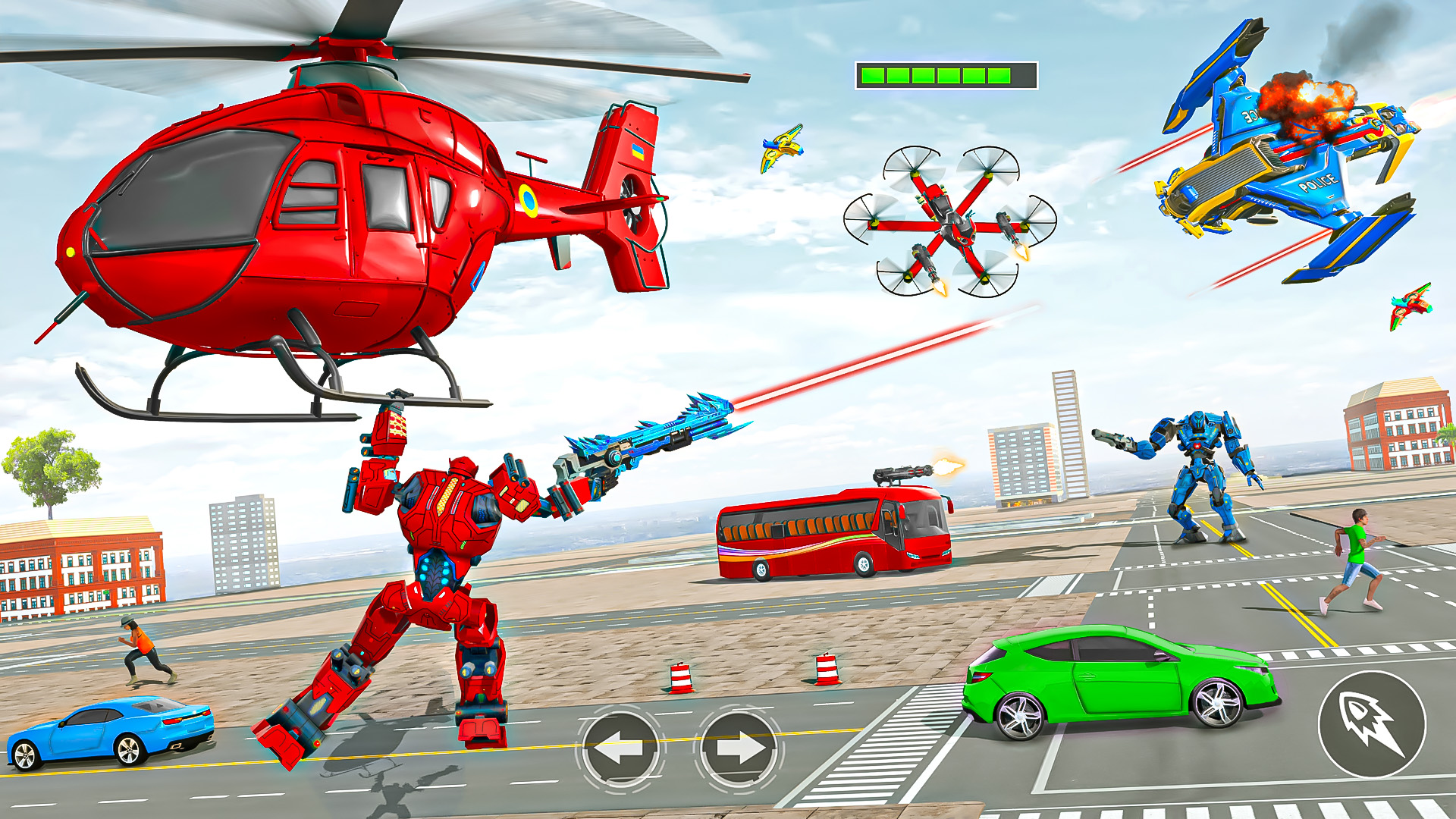 اسکرین شات 1 برنامه Bus Robot Car Drone Robot Game