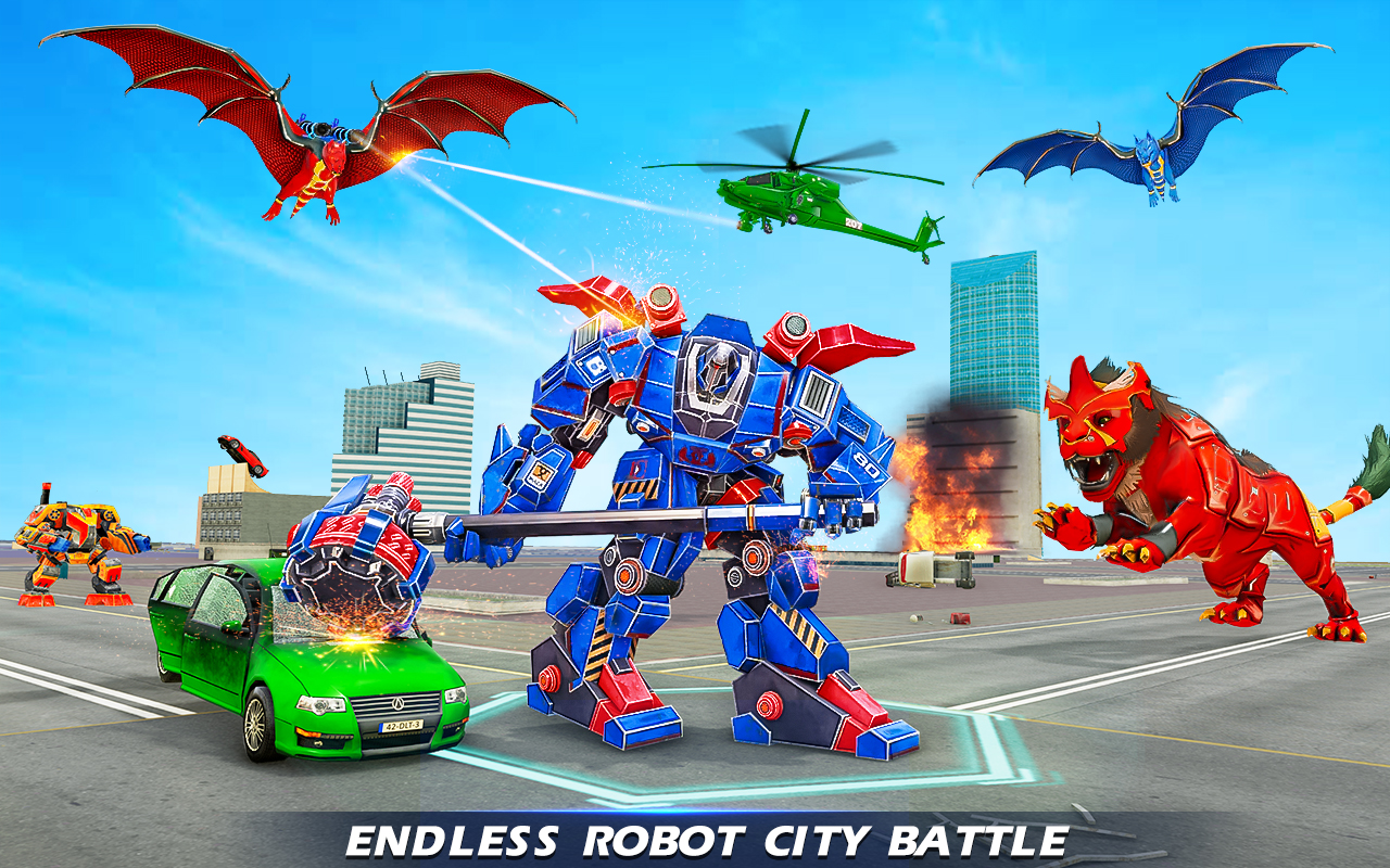 اسکرین شات 6 برنامه Lion Robot Transform Games 3d