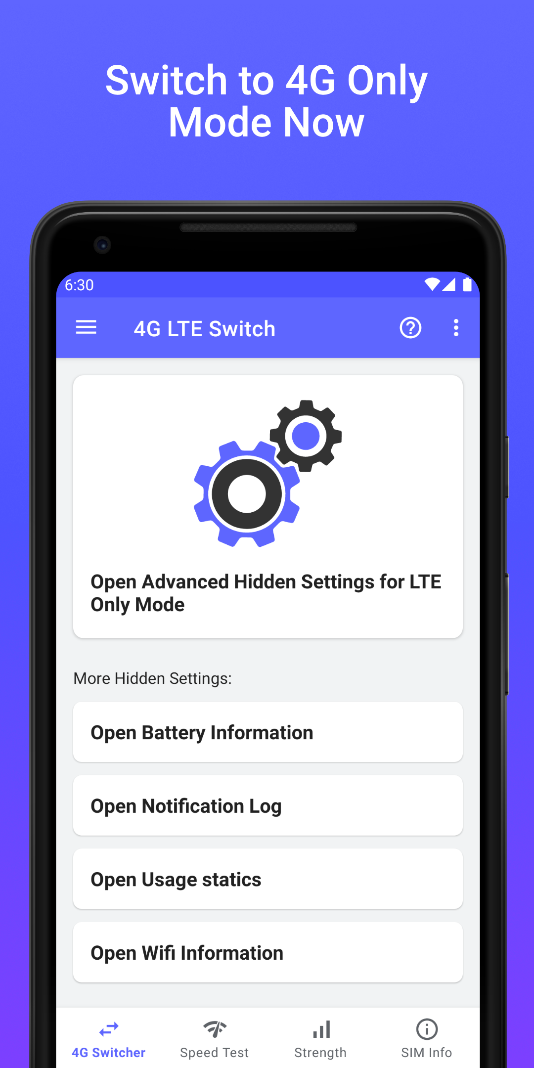 اسکرین شات 1 برنامه 4G LTE Network Switch - Speed