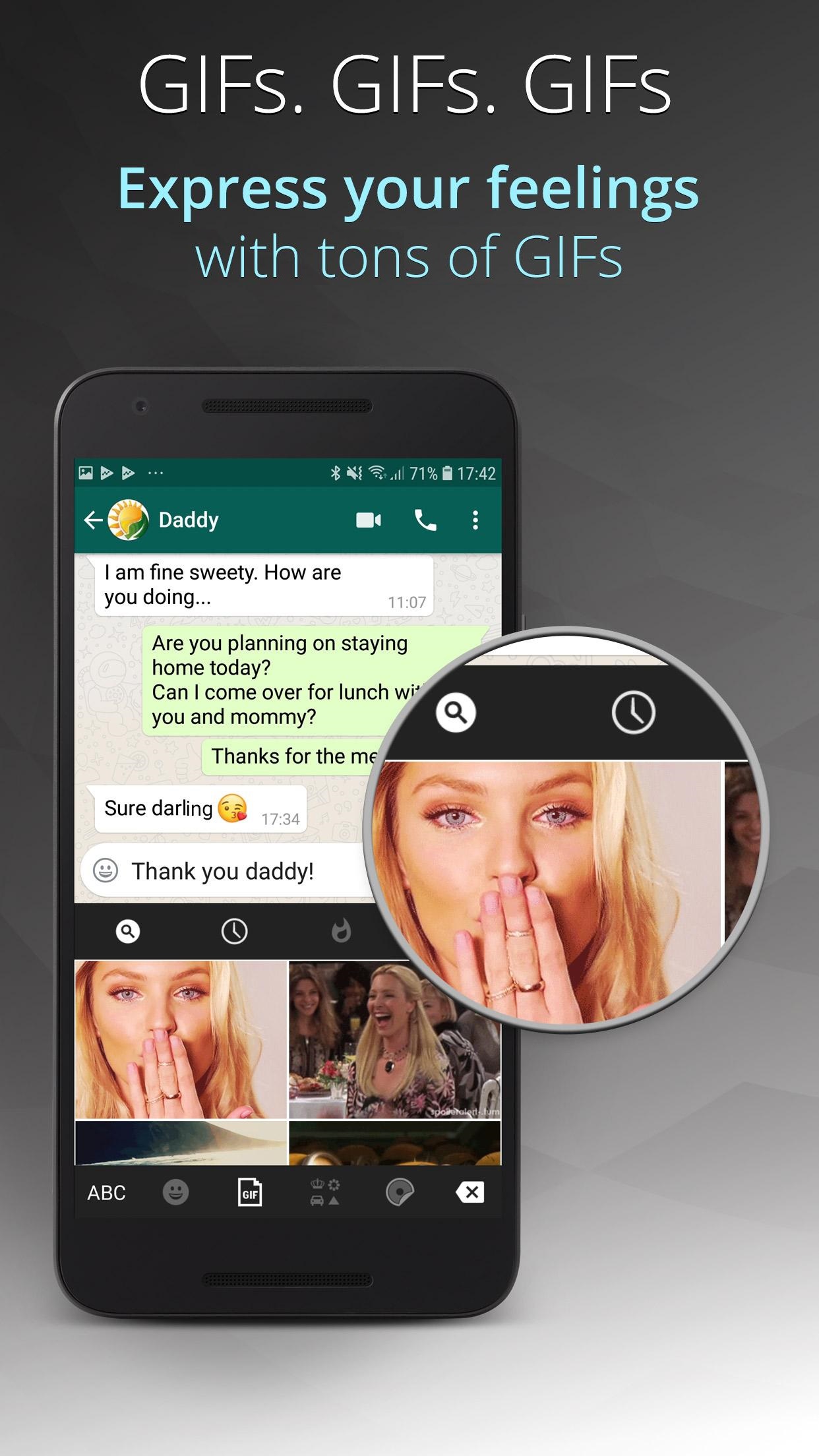 اسکرین شات 5 برنامه Ginger Keyboard - Emoji, GIFs