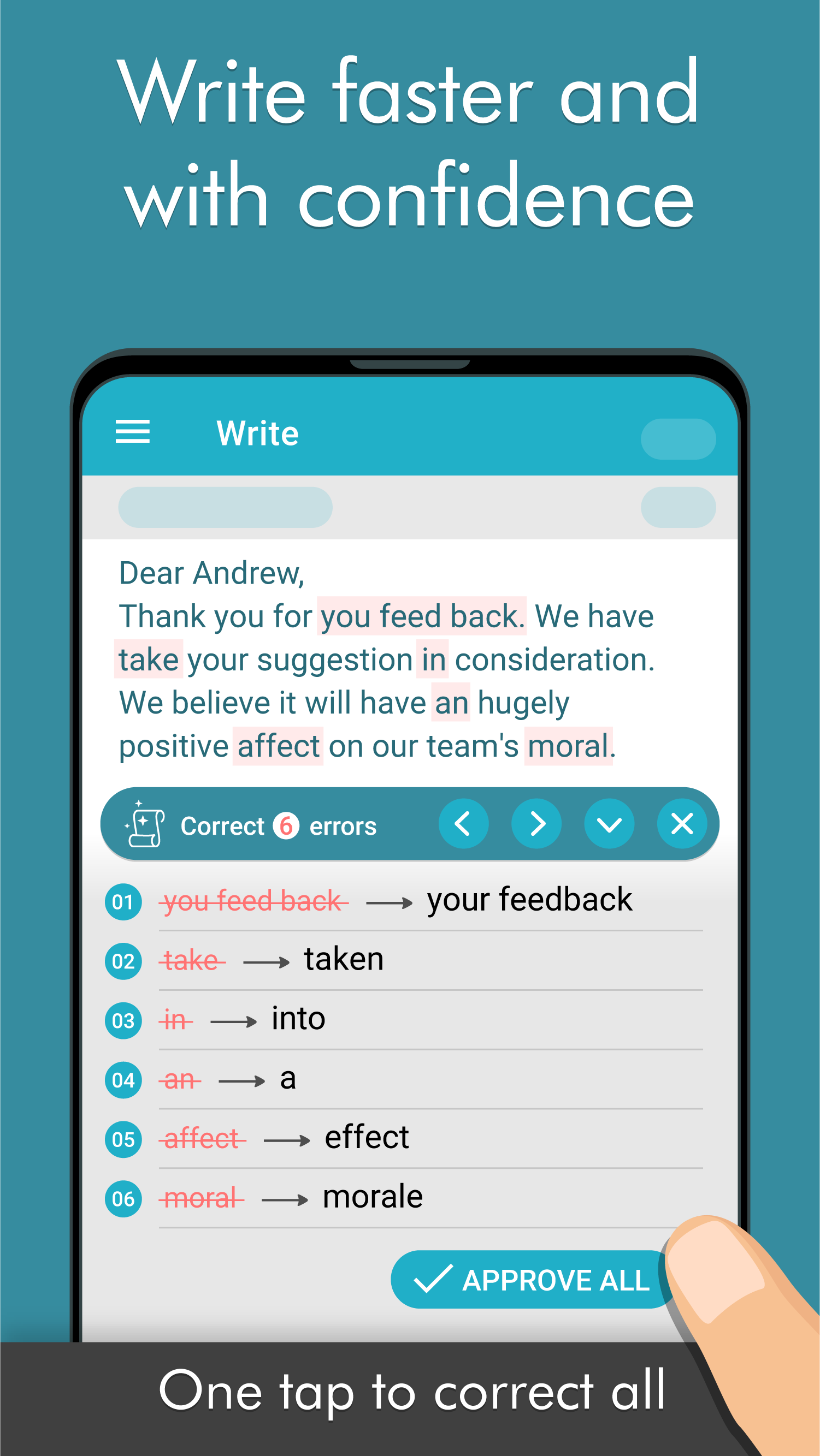 اسکرین شات 1 برنامه Ginger Writer, Grammar Speller