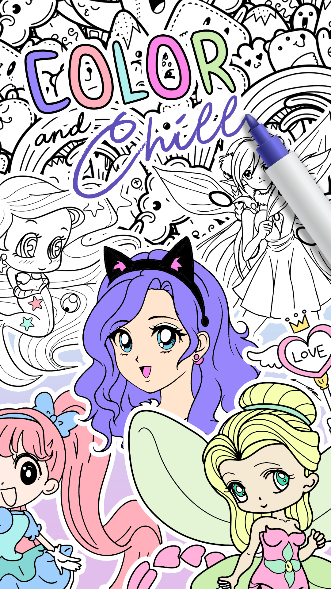 اسکرین شات 8 برنامه Anime Coloring Book for Girls