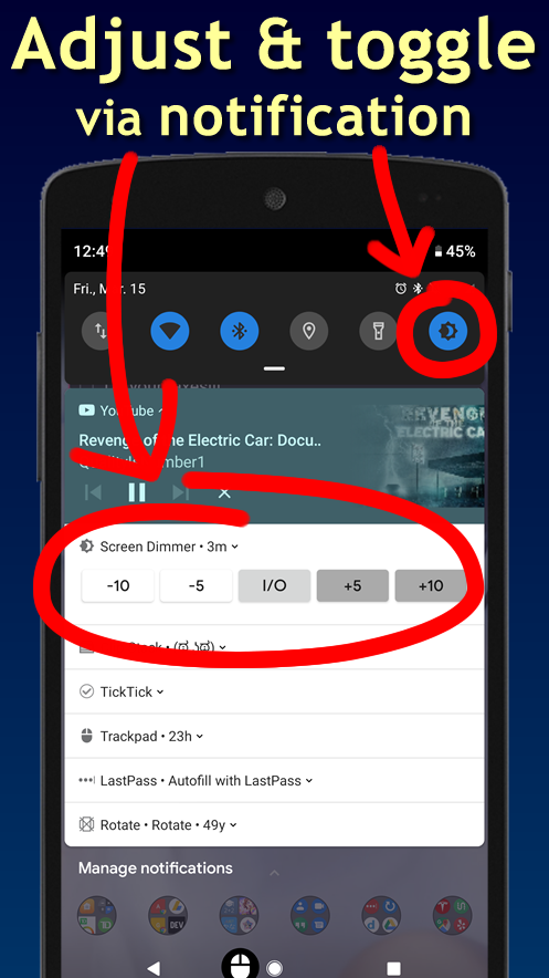 اسکرین شات 2 برنامه Screen & Notifications Dimmer
