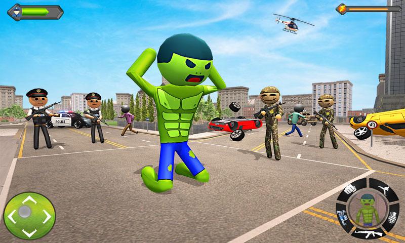 اسکرین شات 3 برنامه Stickman Bulky Hero City Smash