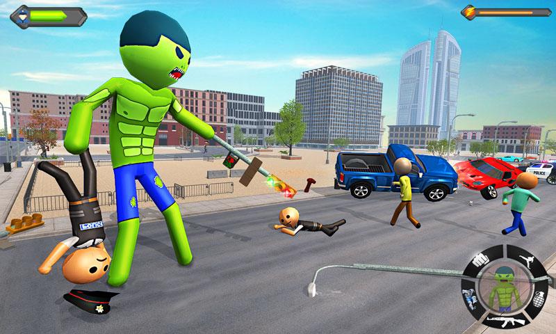اسکرین شات 1 برنامه Stickman Bulky Hero City Smash