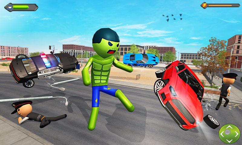 اسکرین شات 2 برنامه Stickman Bulky Hero City Smash