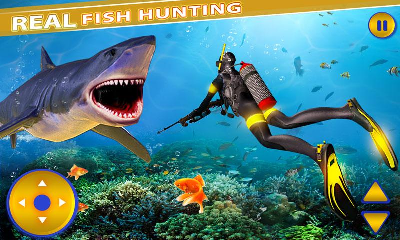 اسکرین شات 1 برنامه Underwater Fishing Shark Games