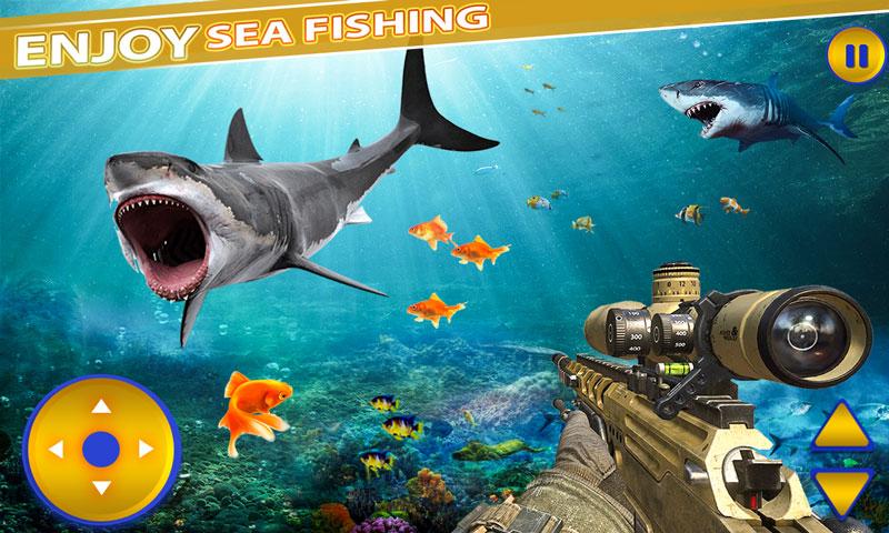 اسکرین شات 3 برنامه Underwater Fishing Shark Games
