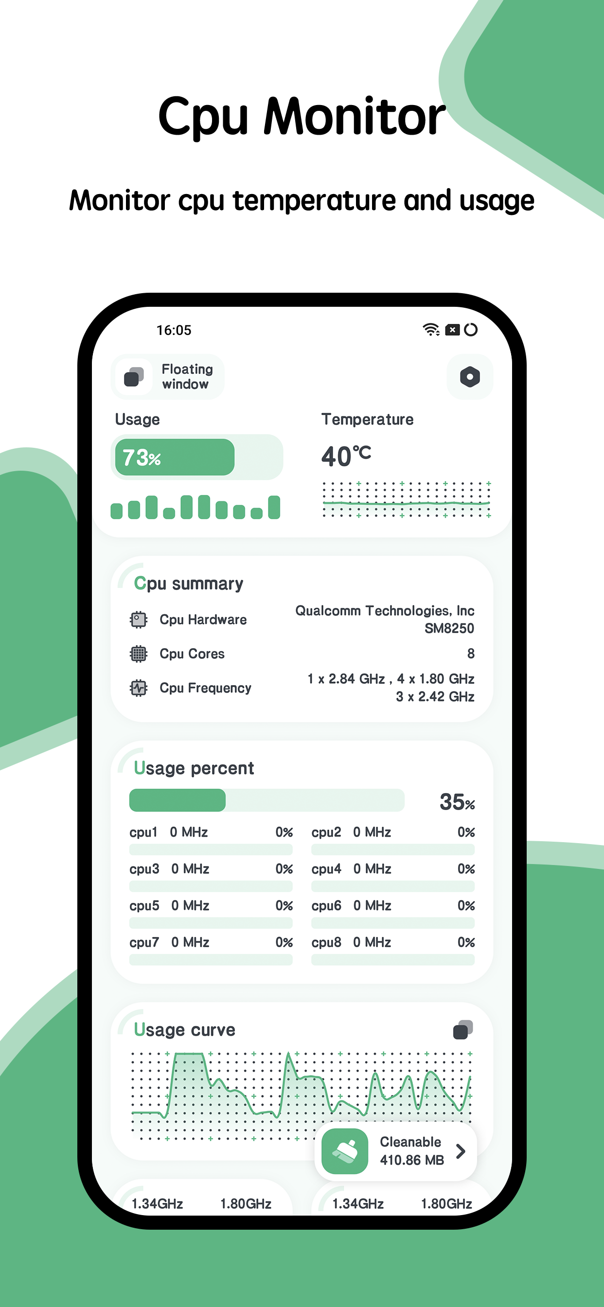 اسکرین شات 1 برنامه CPU Monitor - temperature