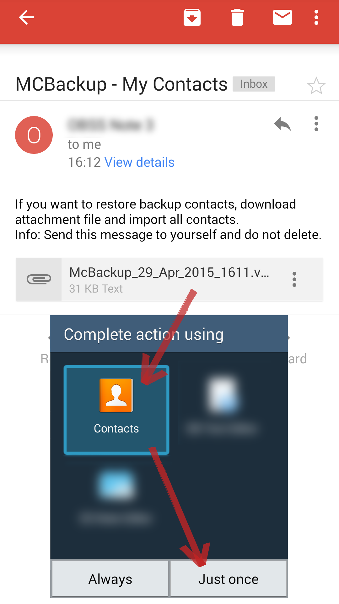 اسکرین شات 3 برنامه MCBackup - My Contacts Backup