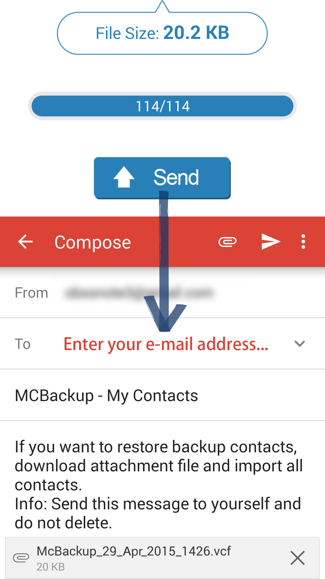 اسکرین شات 2 برنامه MCBackup - My Contacts Backup