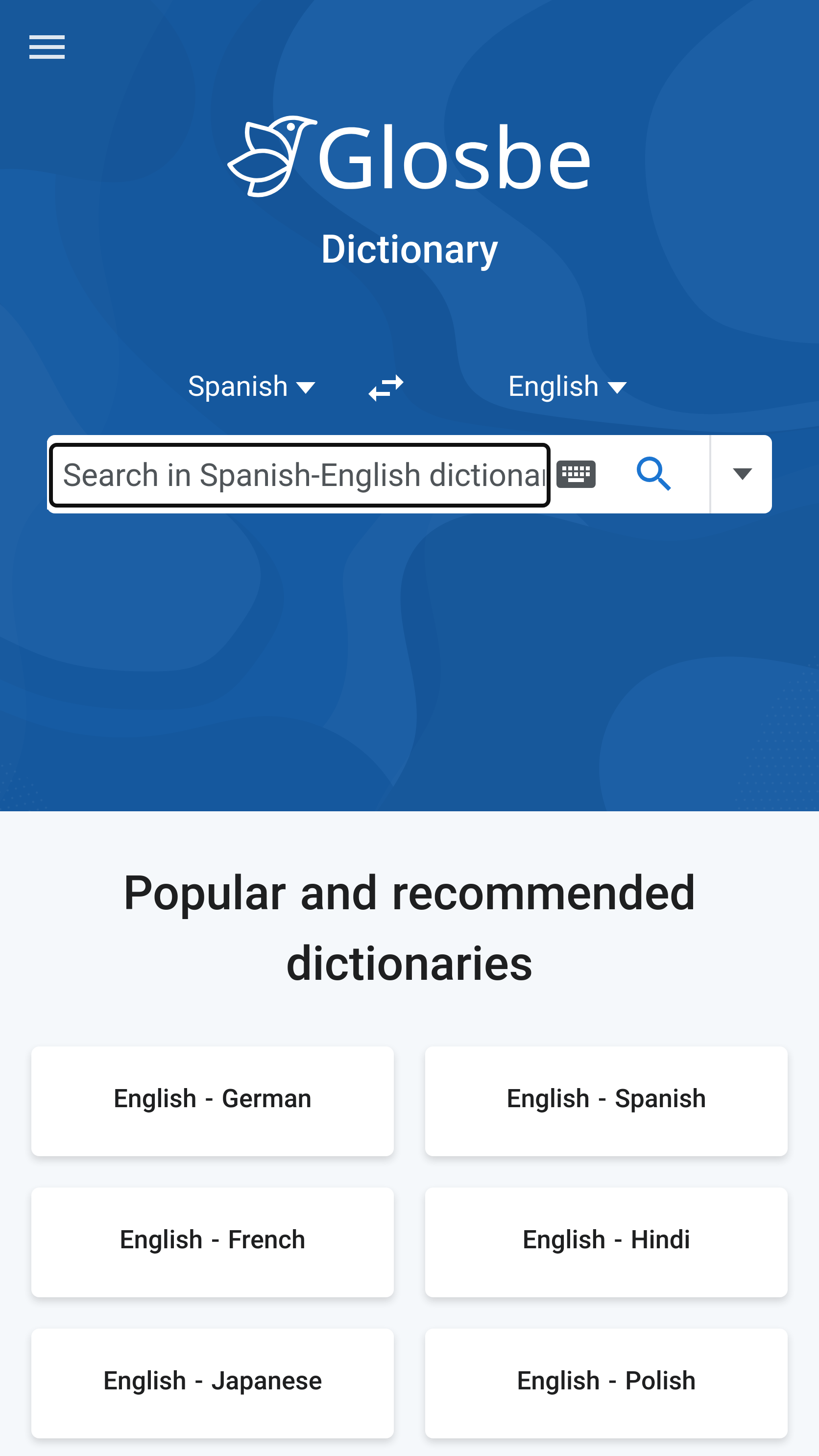 اسکرین شات 1 برنامه Glosbe Dictionary