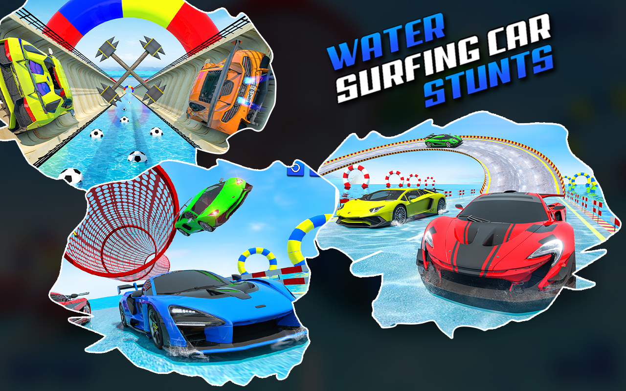اسکرین شات 4 بازی Water Surfing Car Stunt Games: Car Racing Games