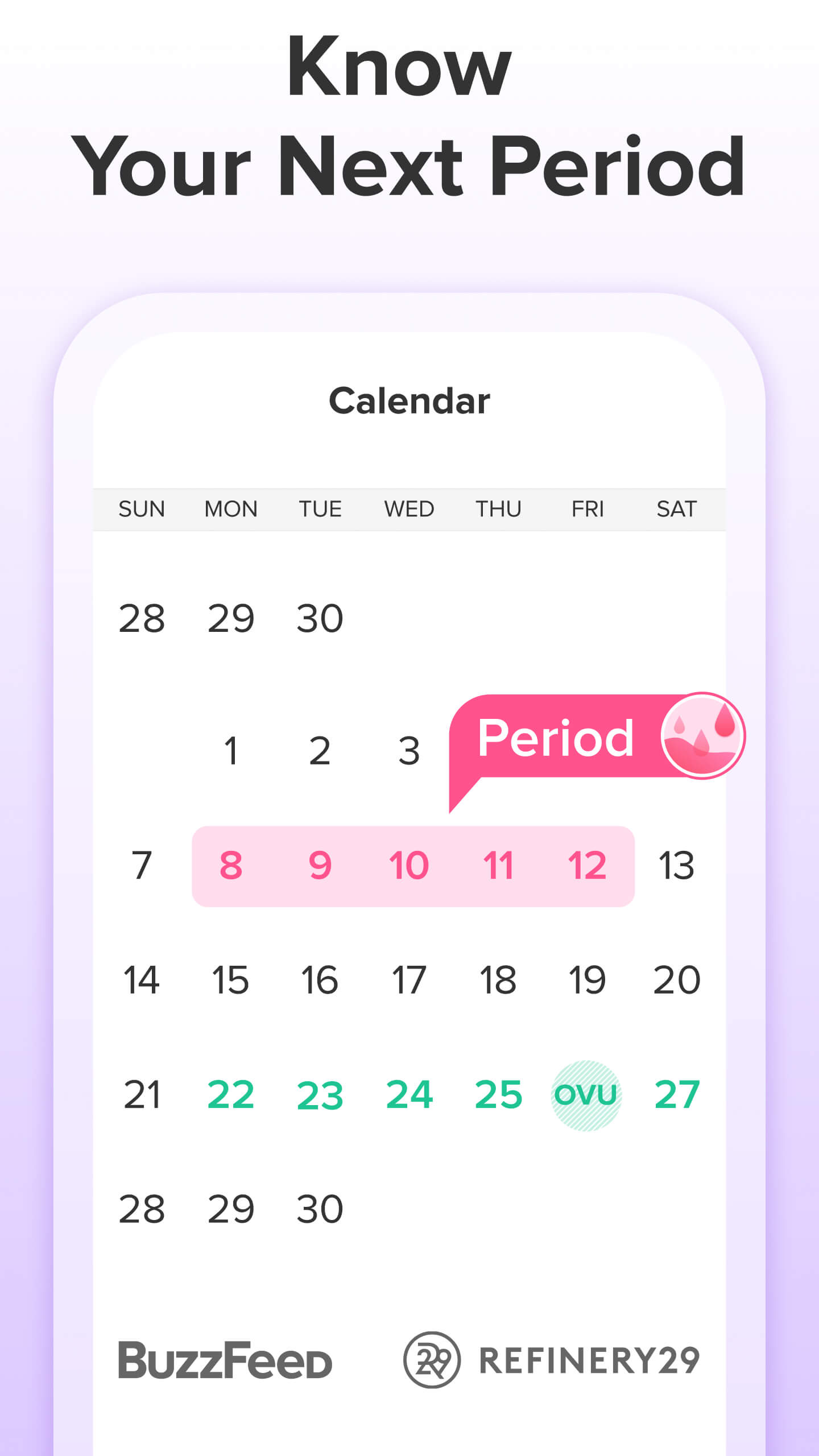 اسکرین شات 2 برنامه Period Tracker App | Eve Glow