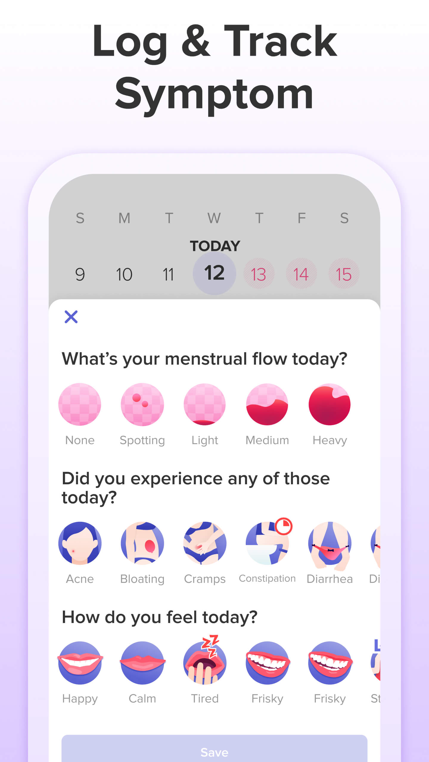 اسکرین شات 3 برنامه Period Tracker App | Eve Glow