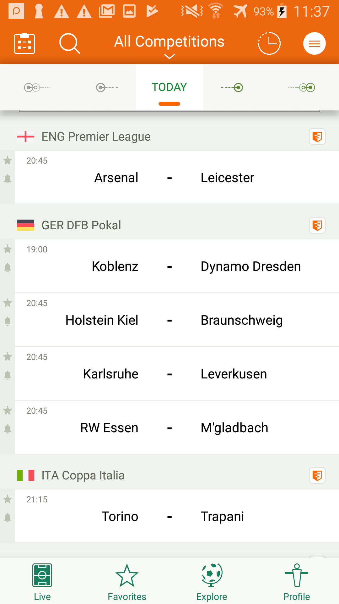 اسکرین شات 1 برنامه Futbol24 soccer livescore app