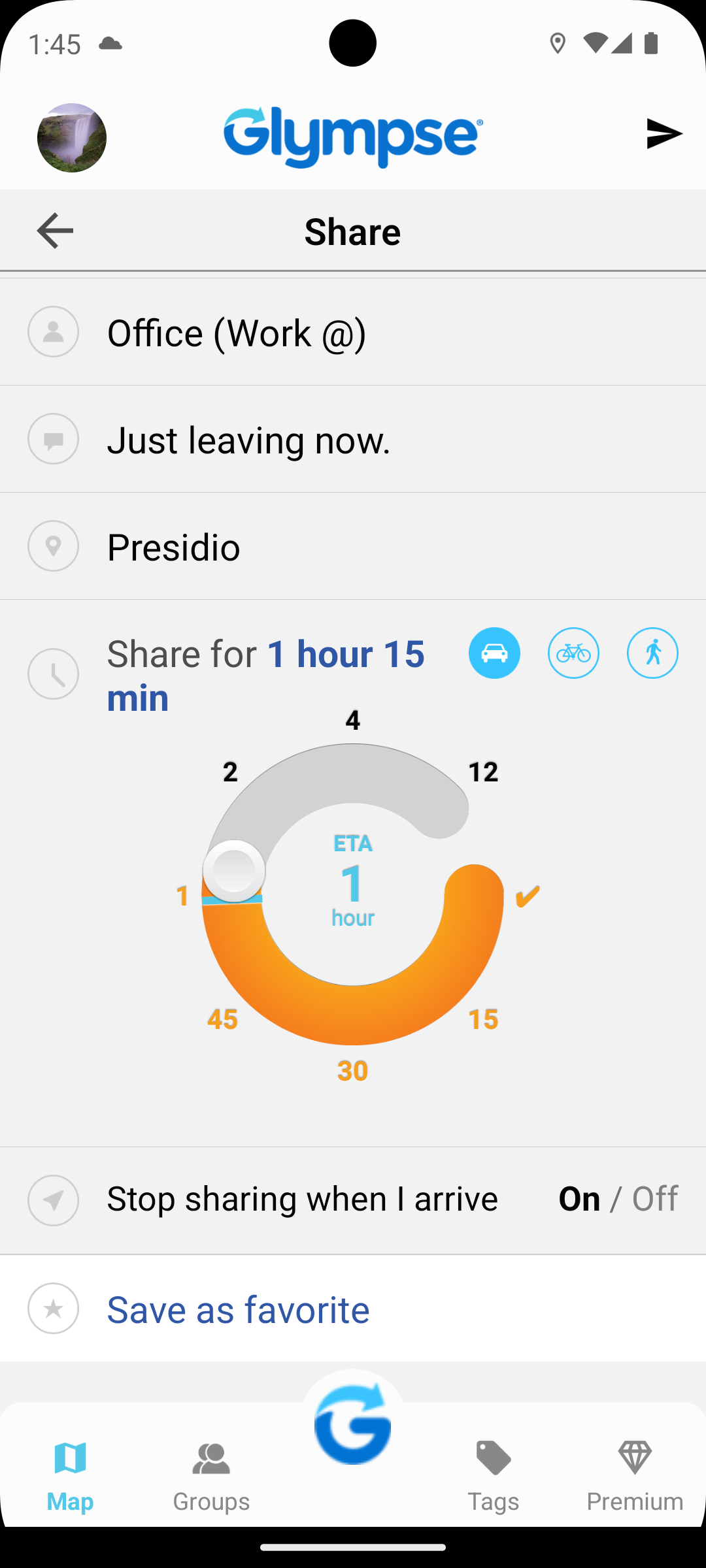اسکرین شات 4 برنامه Glympse - Share GPS location