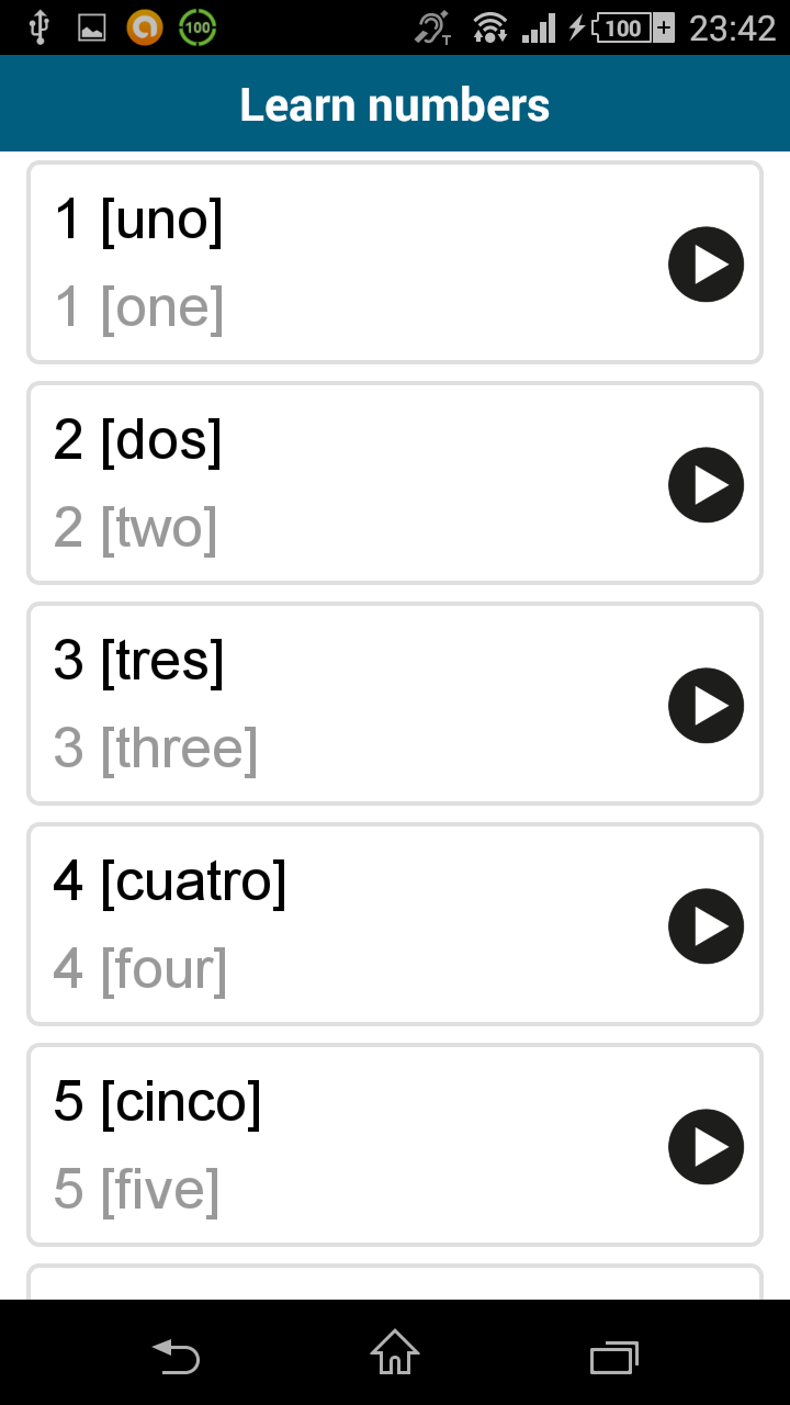 اسکرین شات 6 برنامه Learn Spanish - 50 languages