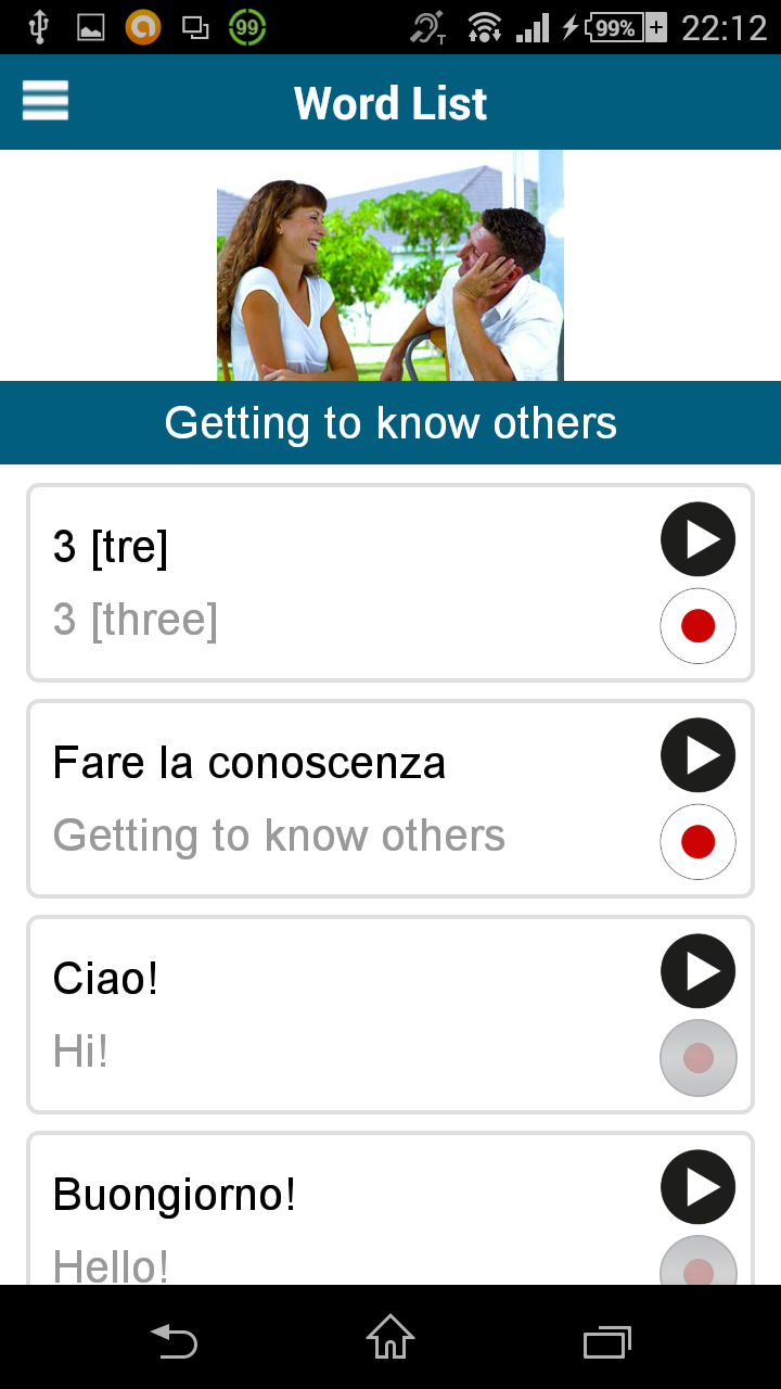اسکرین شات 4 برنامه Learn Italian - 50 languages