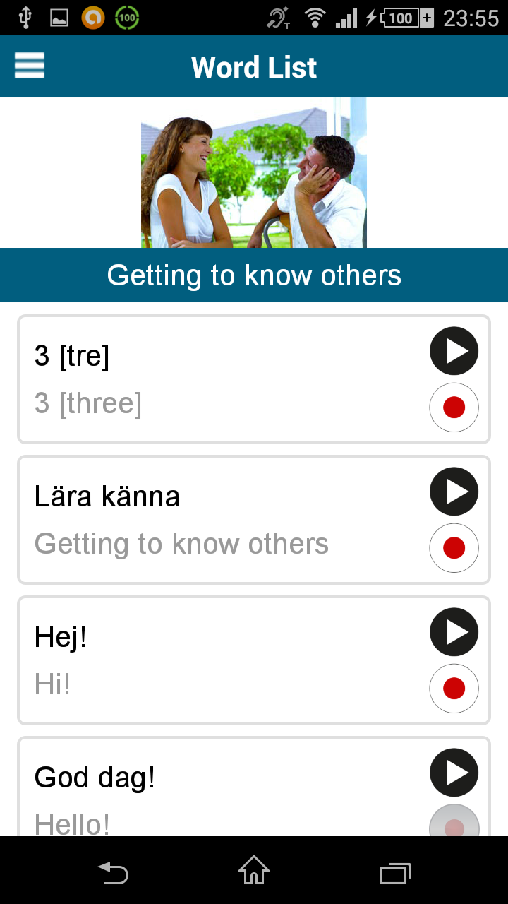 اسکرین شات 3 برنامه Learn Swedish - 50 languages