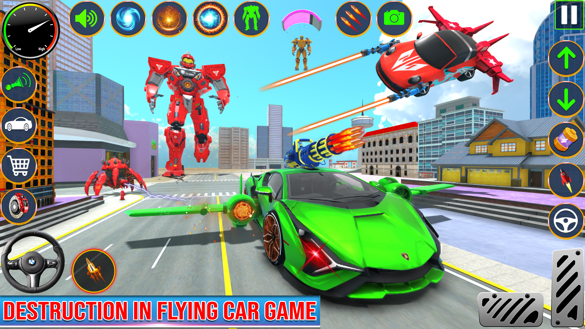 اسکرین شات 3 برنامه Flying Car Robot Game 2024