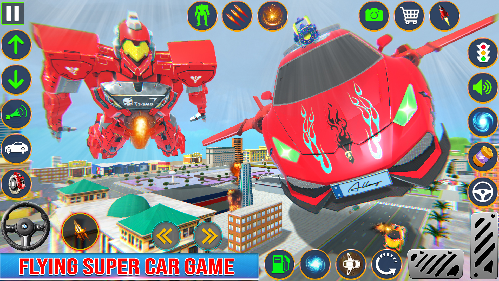اسکرین شات 2 برنامه Flying Car Robot Game 2024