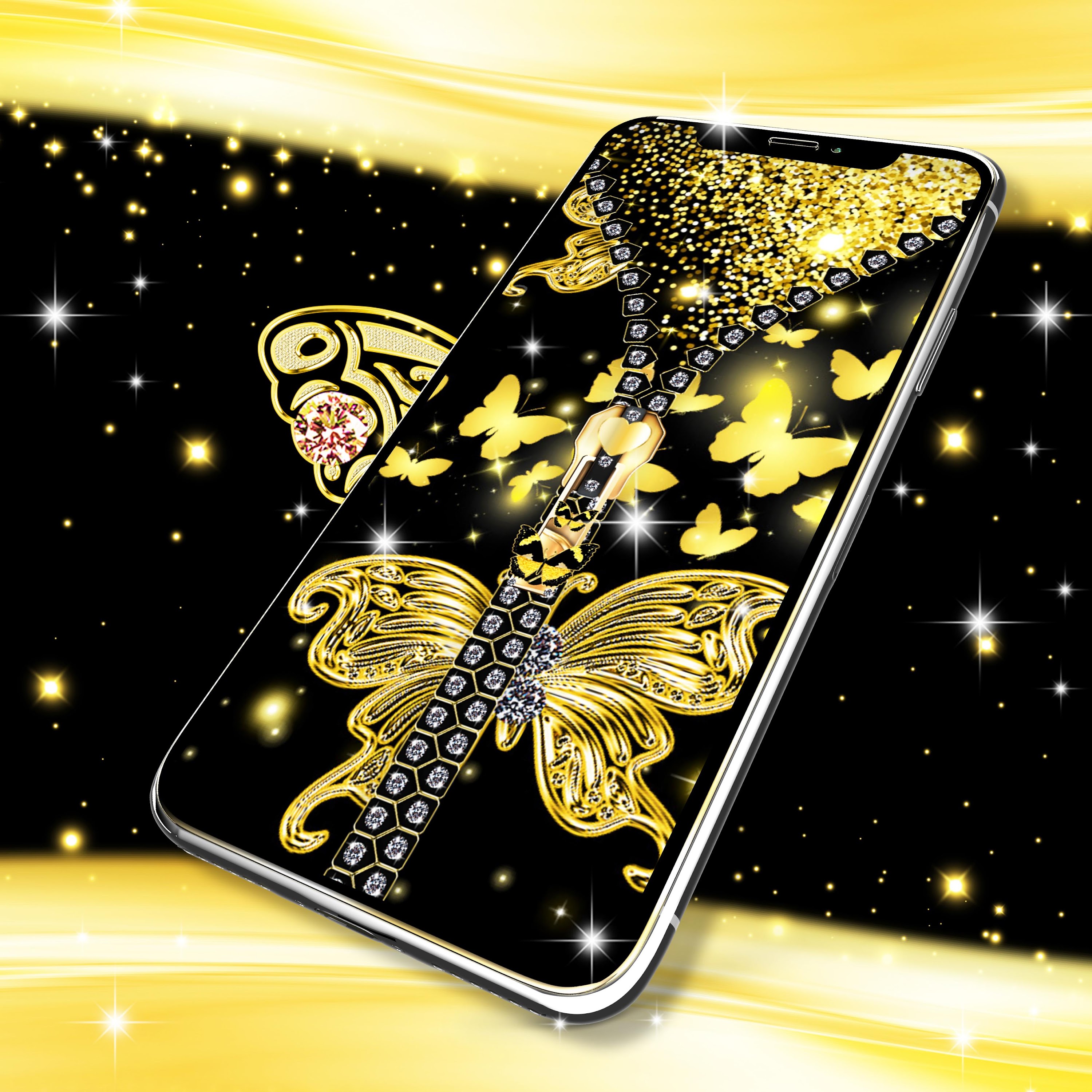 اسکرین شات 4 برنامه Golden butterflies lock screen