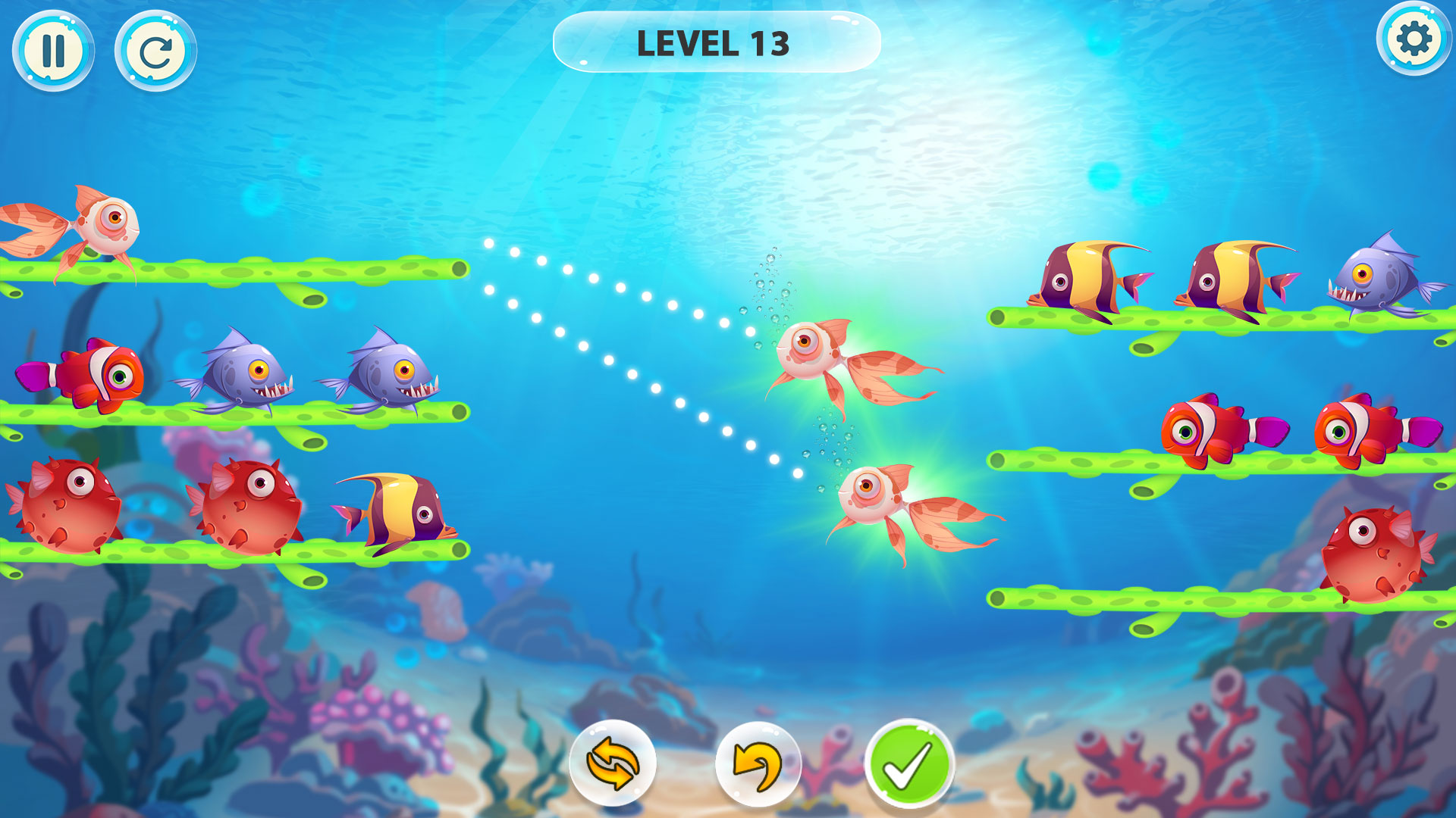 اسکرین شات 5 برنامه Fish Sort Color Puzzle Game