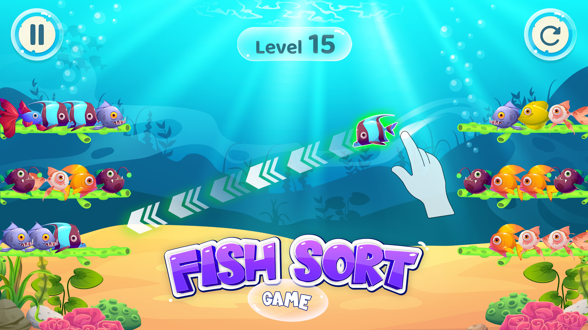 اسکرین شات 1 برنامه Fish Sort Color Puzzle Game