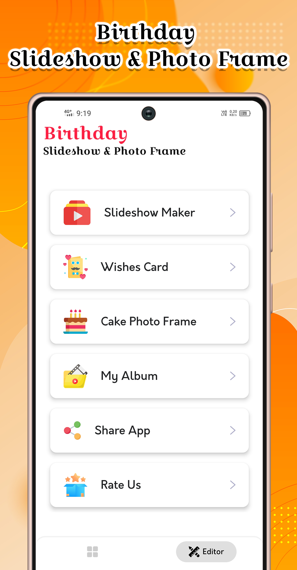 اسکرین شات 3 برنامه Birthday Song Video Maker
